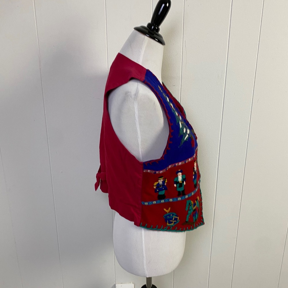 Erika Classics Vintage Christmas Vest Womens Large Wool Blend Santa Embroidered - Picture 11 of 11